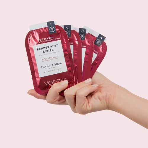 Voesh Pedi in Box - 4-Step - Peppermint Swirl - Single (1Pc) Box Case (50Pcs)