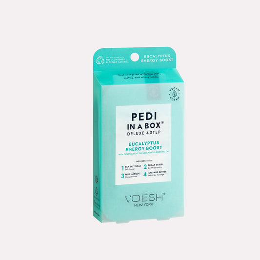 Voesh Pedi in Box - 4-Step - Eucalyptus Energy Boost - Single (1Pc) Box Case (50Pcs)