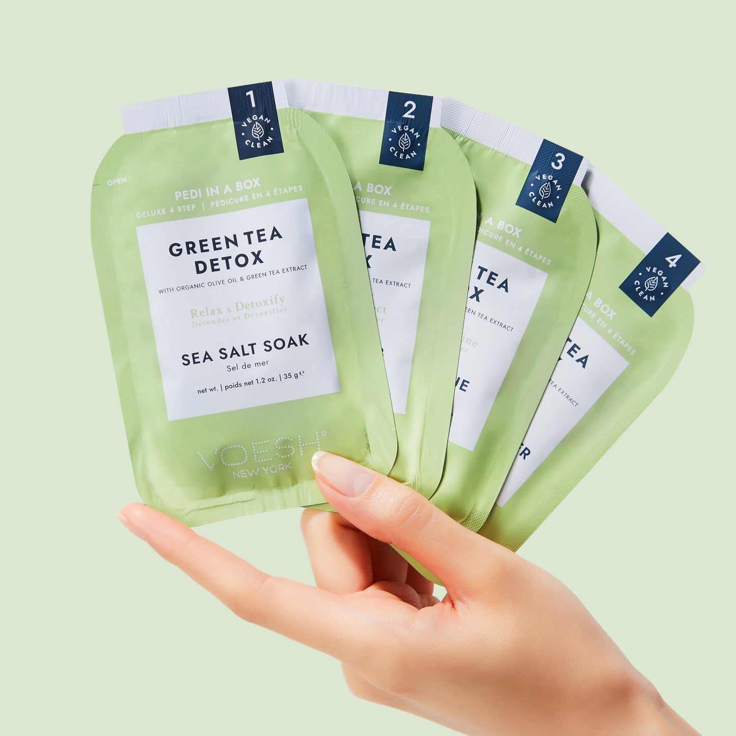 Voesh Pedi in Box - 4-Step - Green Tea Detox - Single (1Pc) Box Case (50Pcs)